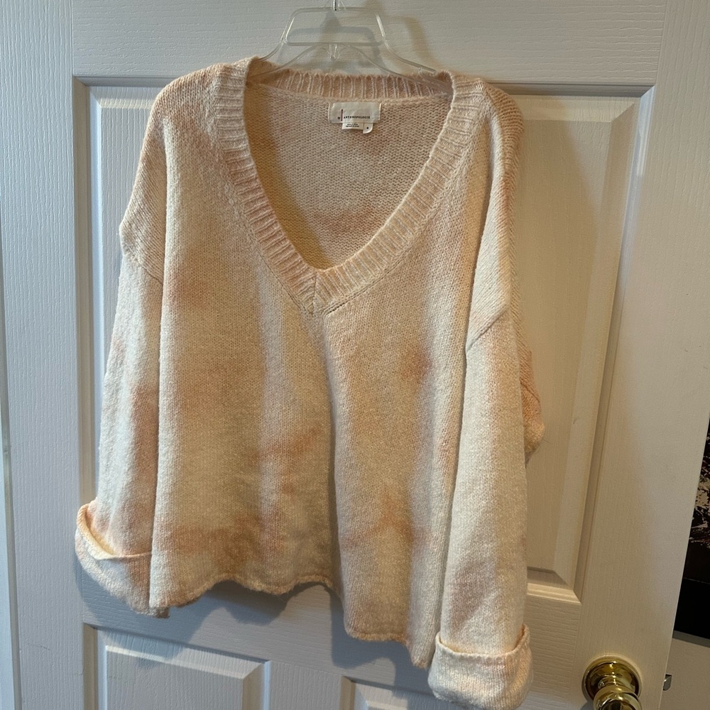Anthropologie Cream V-Neck Sweater